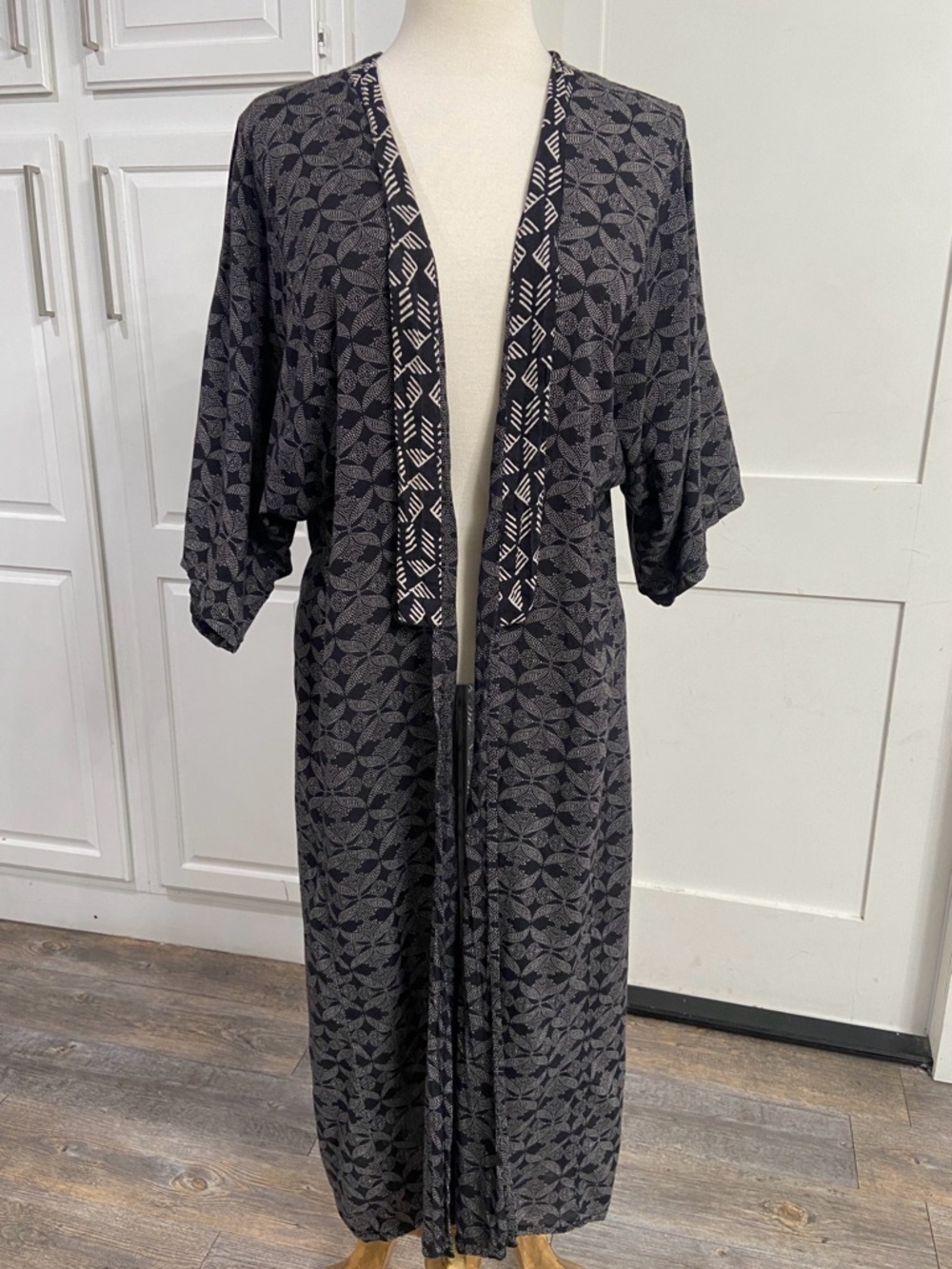 World Market 100% Cotton Boho Kantha Style Kimono Tribal Primitive Print